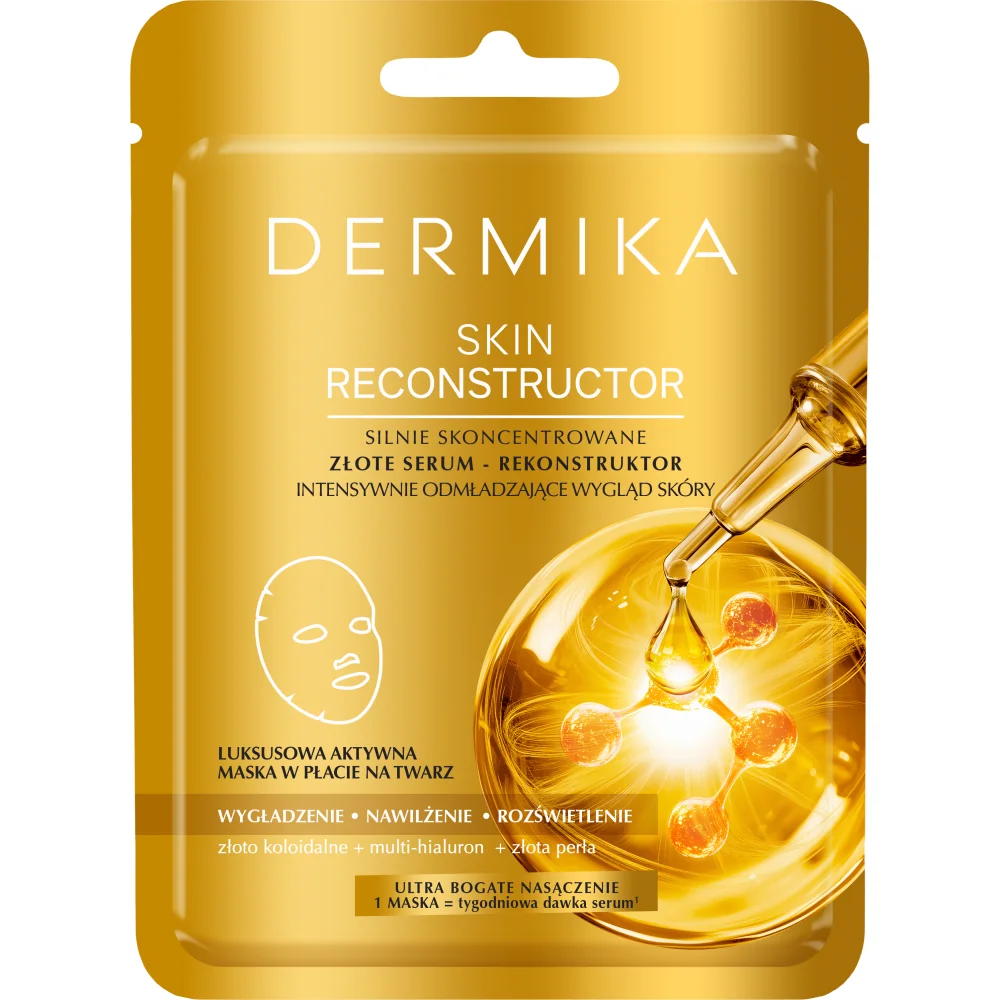 Dermika Skin Reconstructor maska w płacie złote serum intensywnie odmładzające wygląd skóry, 1 sztuka