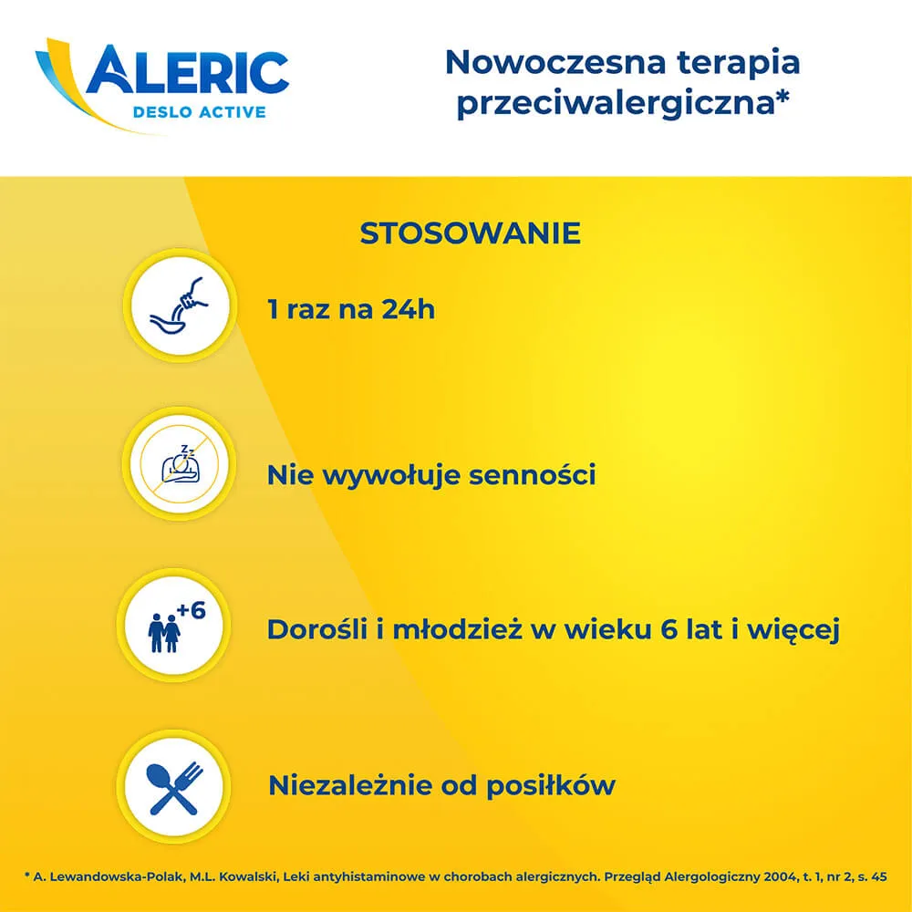 Aleric Deslo Active, 0,5mg/ml, lek przeciwalergiczny dla dzieci od lat 6, płyn doustny, 60 ml 