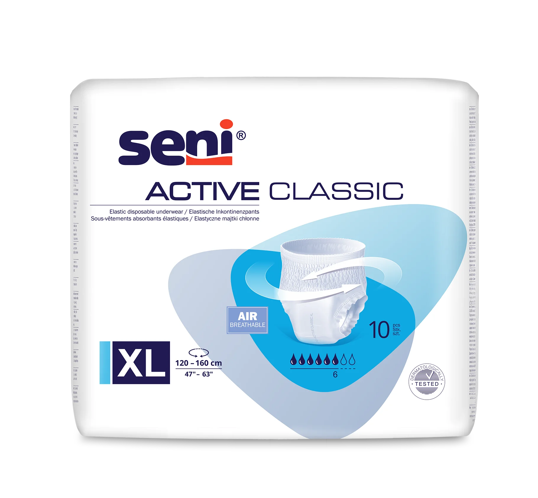 Seni Active Classic elastyczne majtki chłonne, rozmia XL, 120-160 cm, 10 szt.