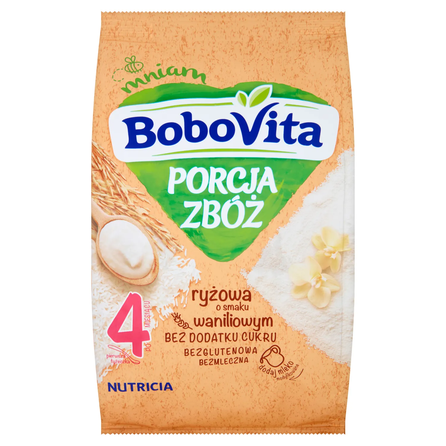 BoboVita Porcja zbóż, kaszka ryżowa o smaku waniliowym po 4 miesiącu, 170 g
