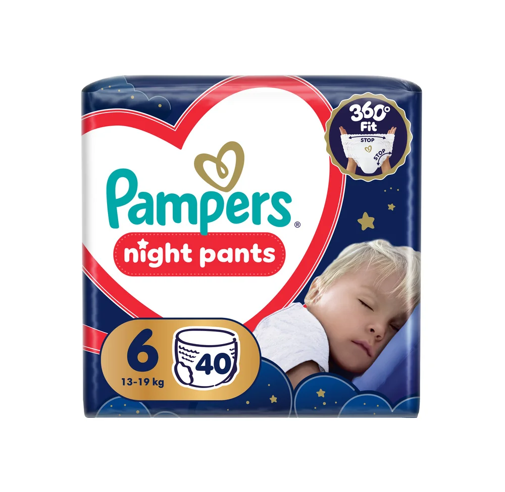 Pampers Night Pants 6 pieluchomajtki, rozmiar 6, 13-19 kg, 40 sztuk