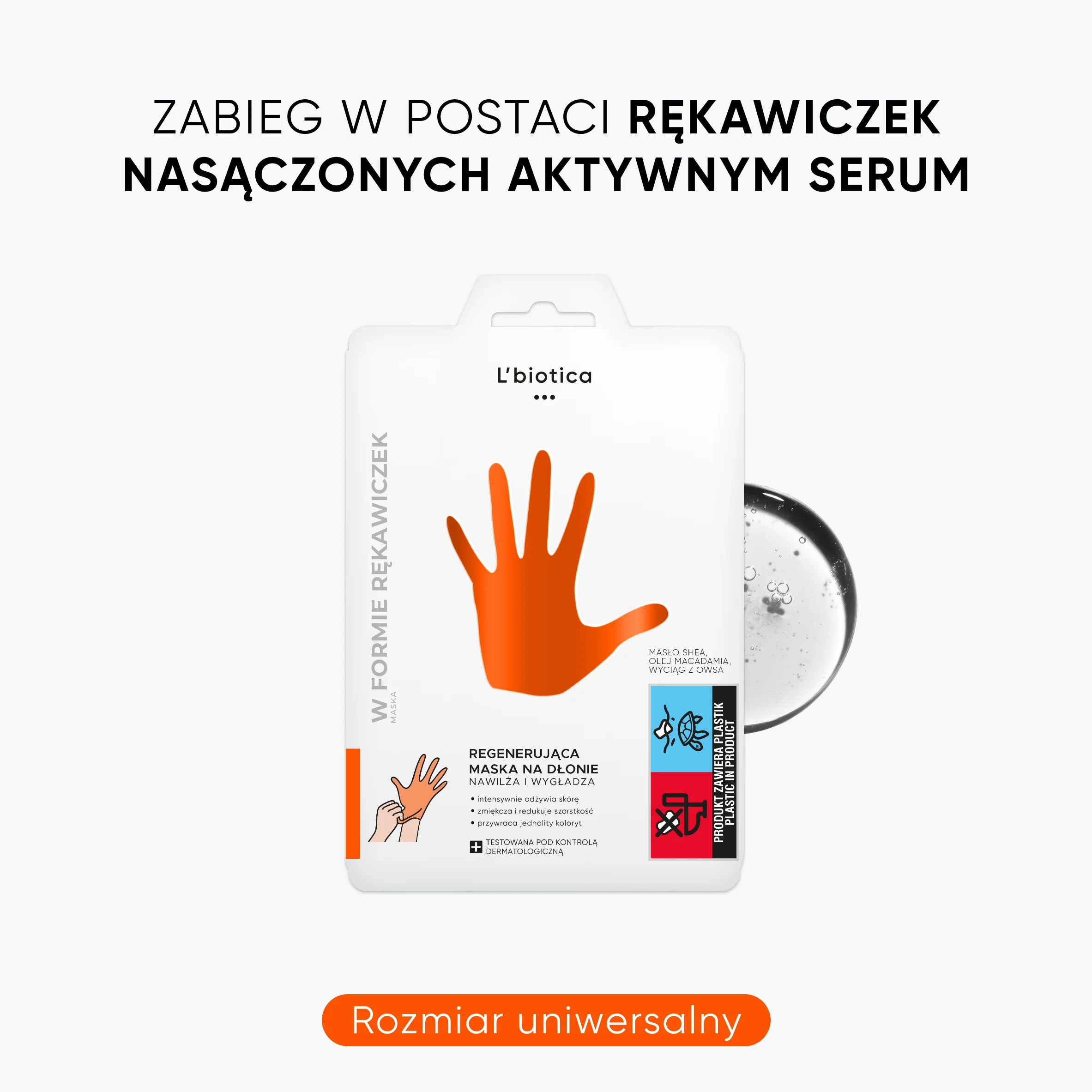 L'biotica regenerująca maska na dłonie w postaci nasączonych rękawiczek, 26 g