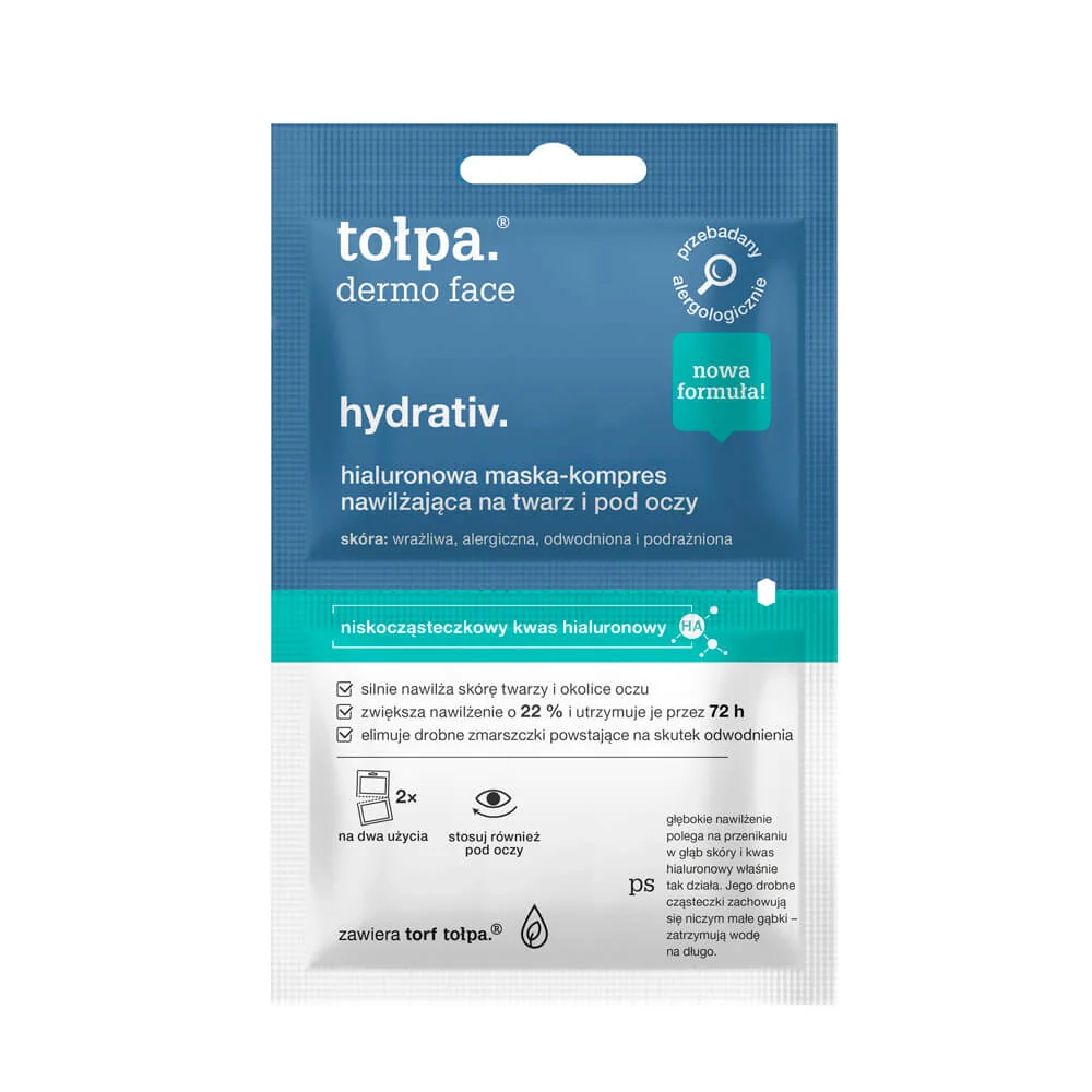 Tołpa Dermo Face Hydrativ maska-kompres nawilżająco-odprężająca na twarz, szyję i pod oczy, 2 x 6ml