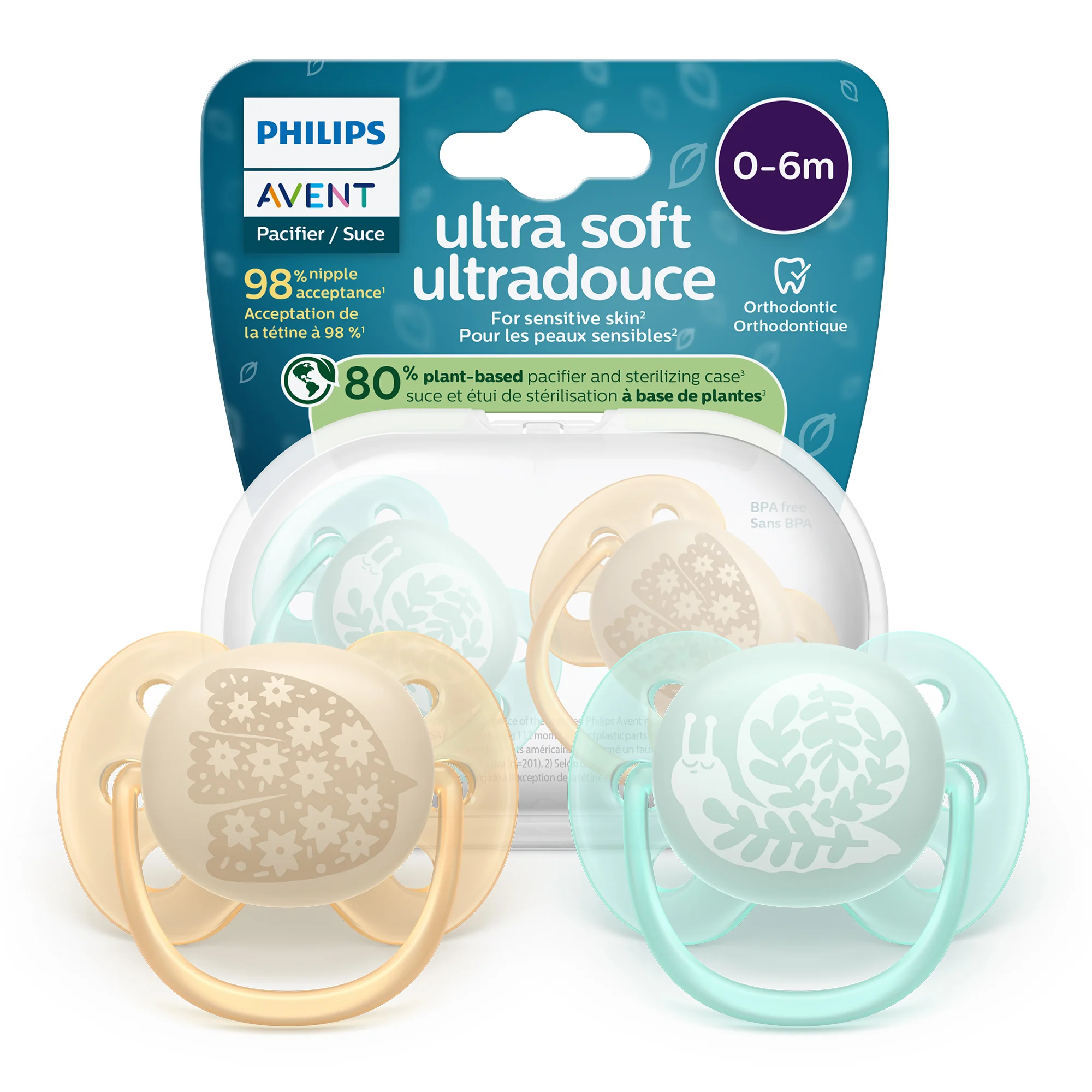 Philips Avent Ultra Soft Ultradouce ortodontyczny smoczek uspokajający 0-6 m, 2 sztuki