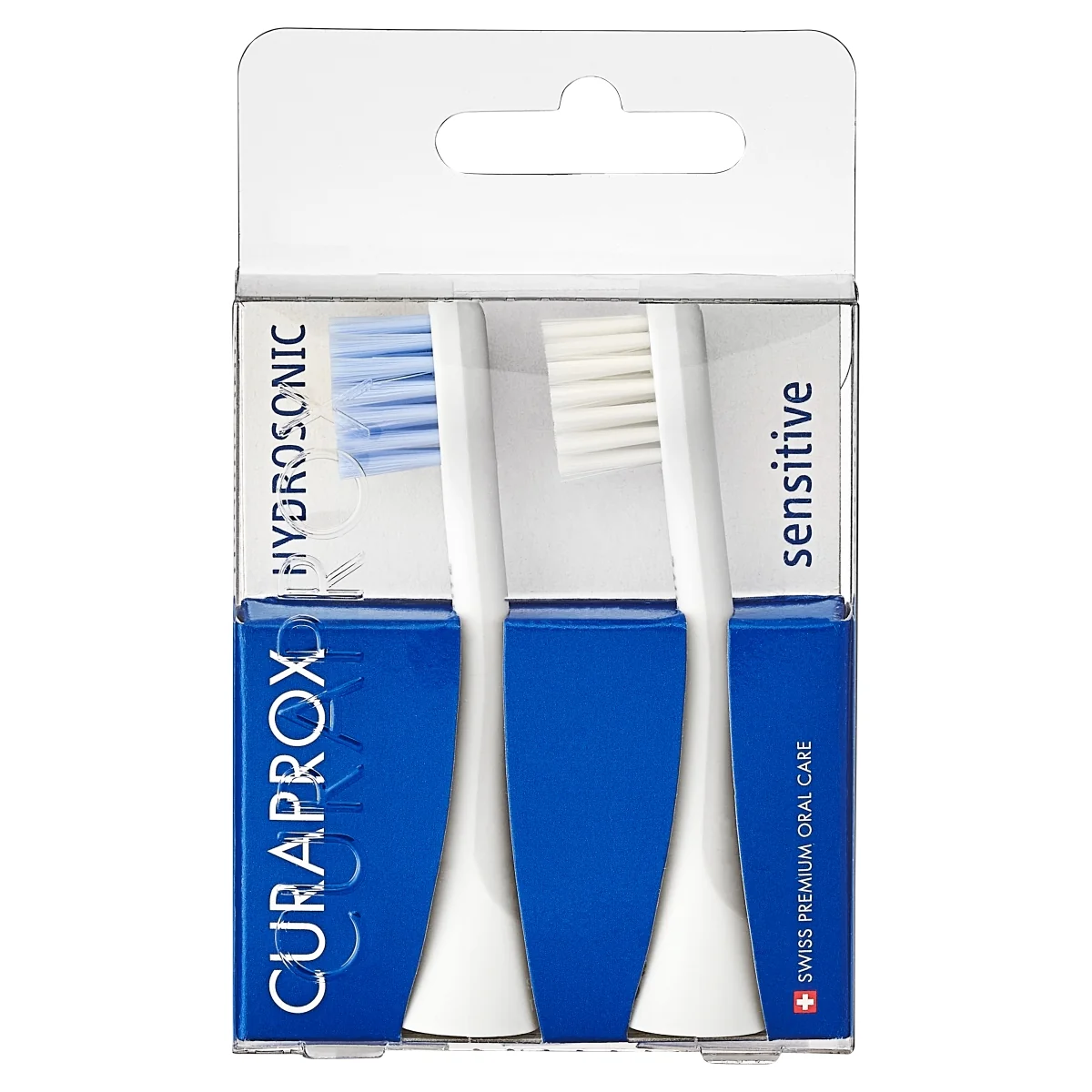 Curaprox Hydrosonic Pro końcówki sensitive do szczoteczki sonicznej biała i niebieska, 2 sztuki