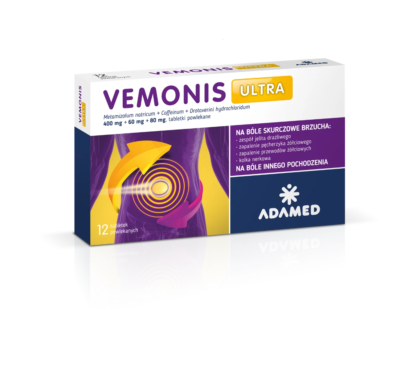 Vemonis Ultra 400 mg + 60 mg + 80 mg 12 tabletek powlekanych