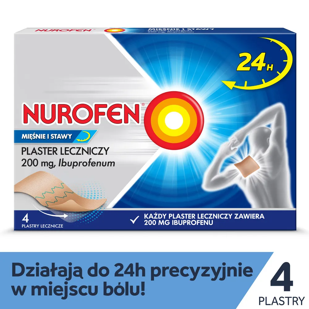 Nurofen Mięśnie i Stawy, 200 mg, plaster leczniczy, 4 sztuki 