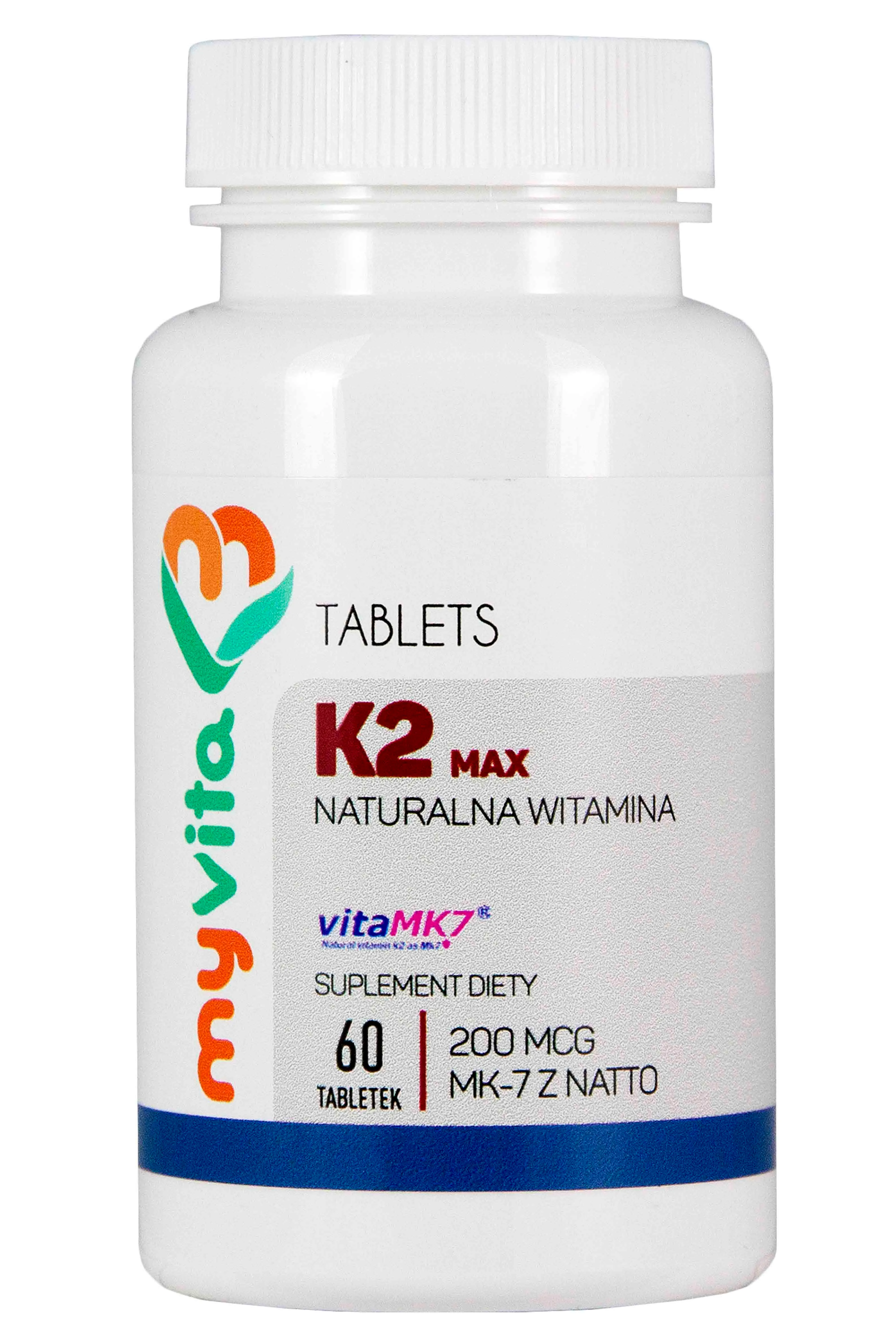 MyVita, Naturalna witamina K2 200mcg Max, suplement diety, 60 tabletek