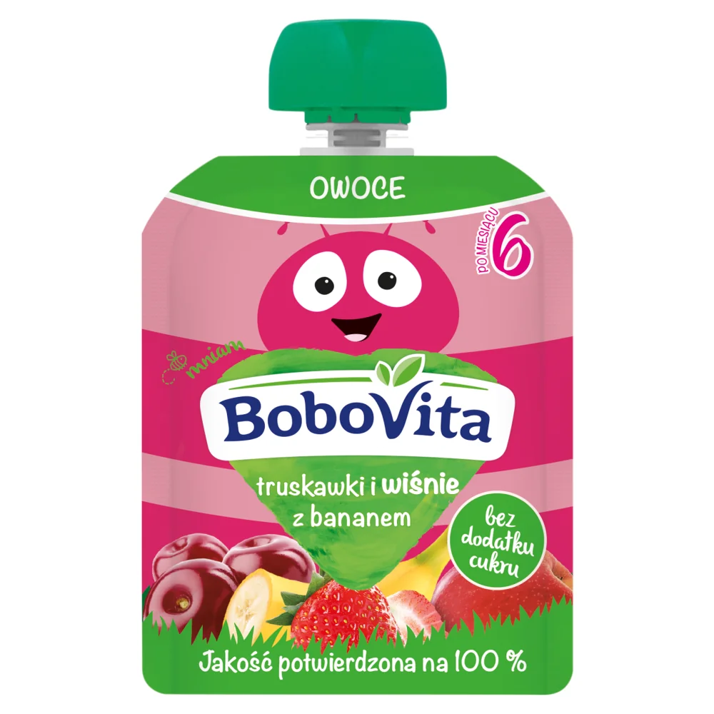 BoboVita mus truskawki i wiśnie z bananem, 80 g