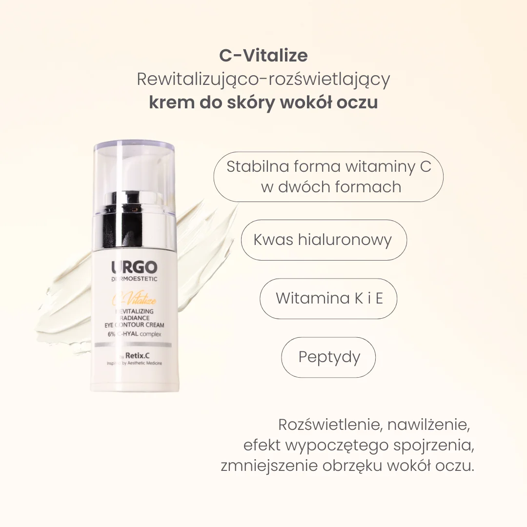 URGO Dermoestetic C-Vitalize rewitalizująco-rozświetlający krem do skóry wokół oczu, 15 ml