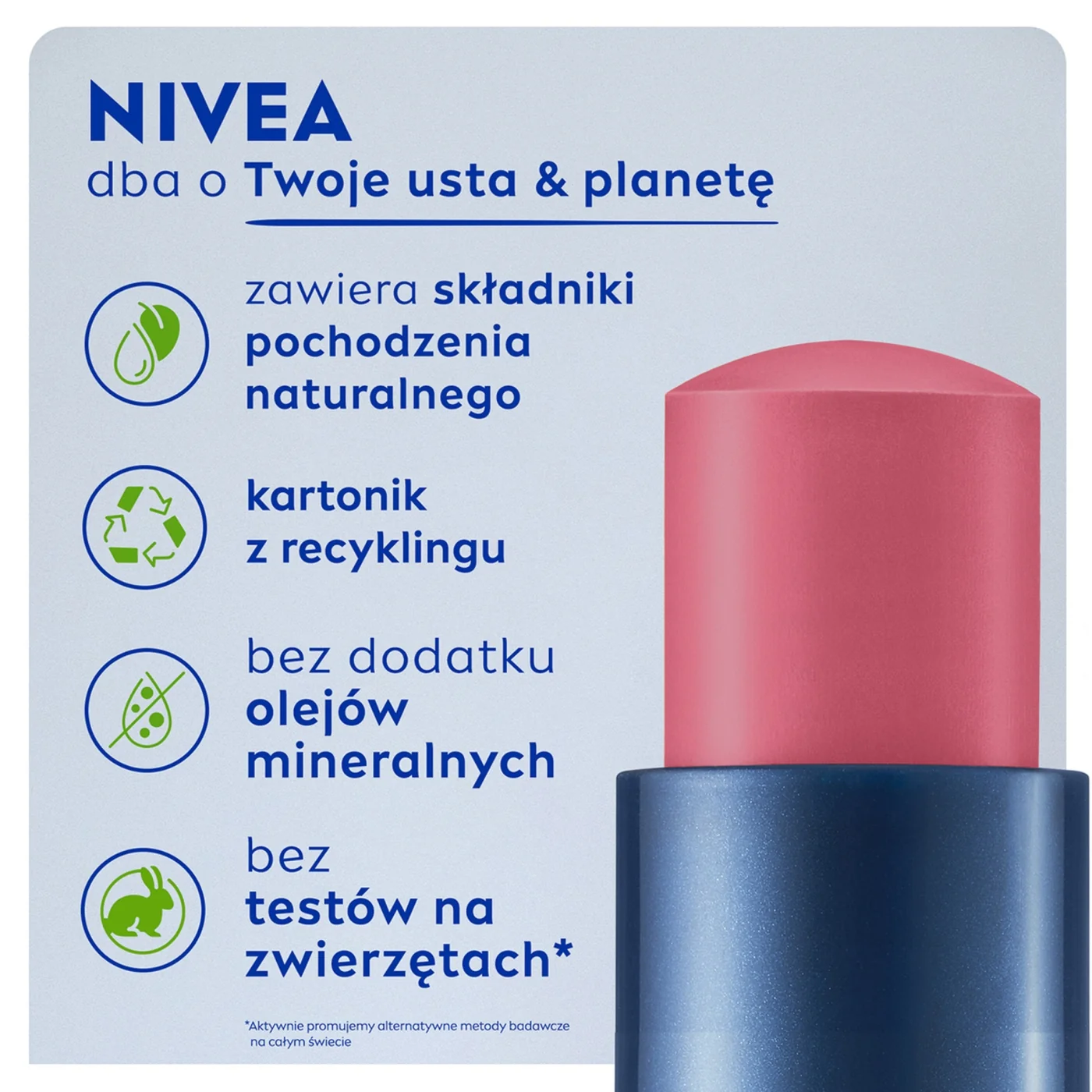 Nivea Caring Beauty 3w1 pomadka pielęgnująca Rose, 4,8 g