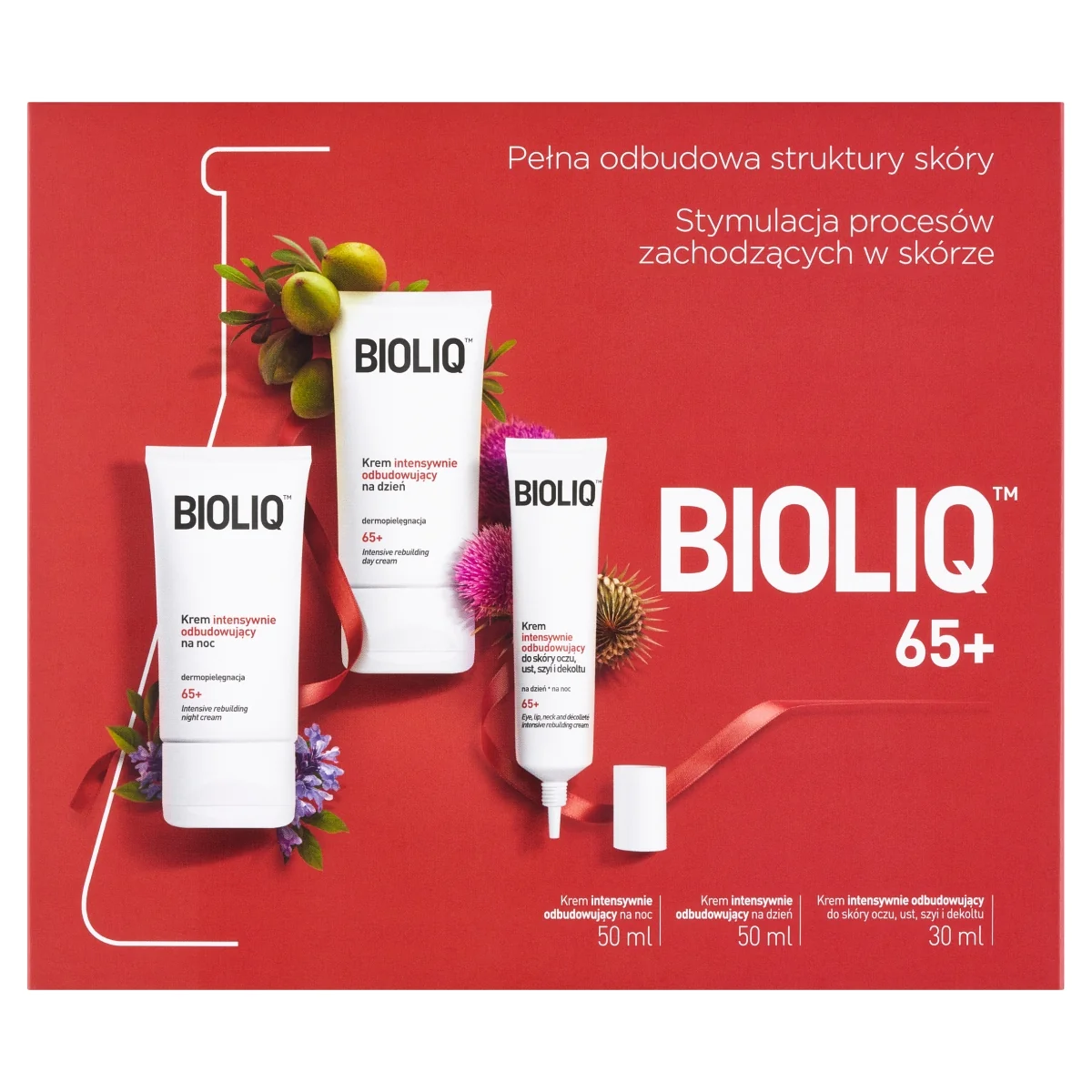 BIOLIQ 65+ Zestaw krem na dzień, 50ml + krem na noc, 50ml + krem do oczu, ust