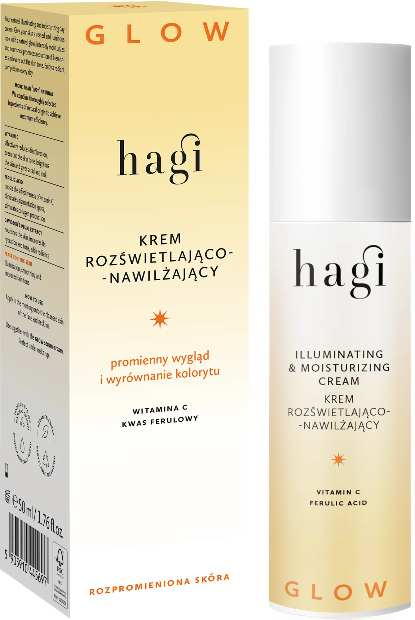 Hagi Glow krem rozświetlająco-nawilżający na dzień, 50 ml