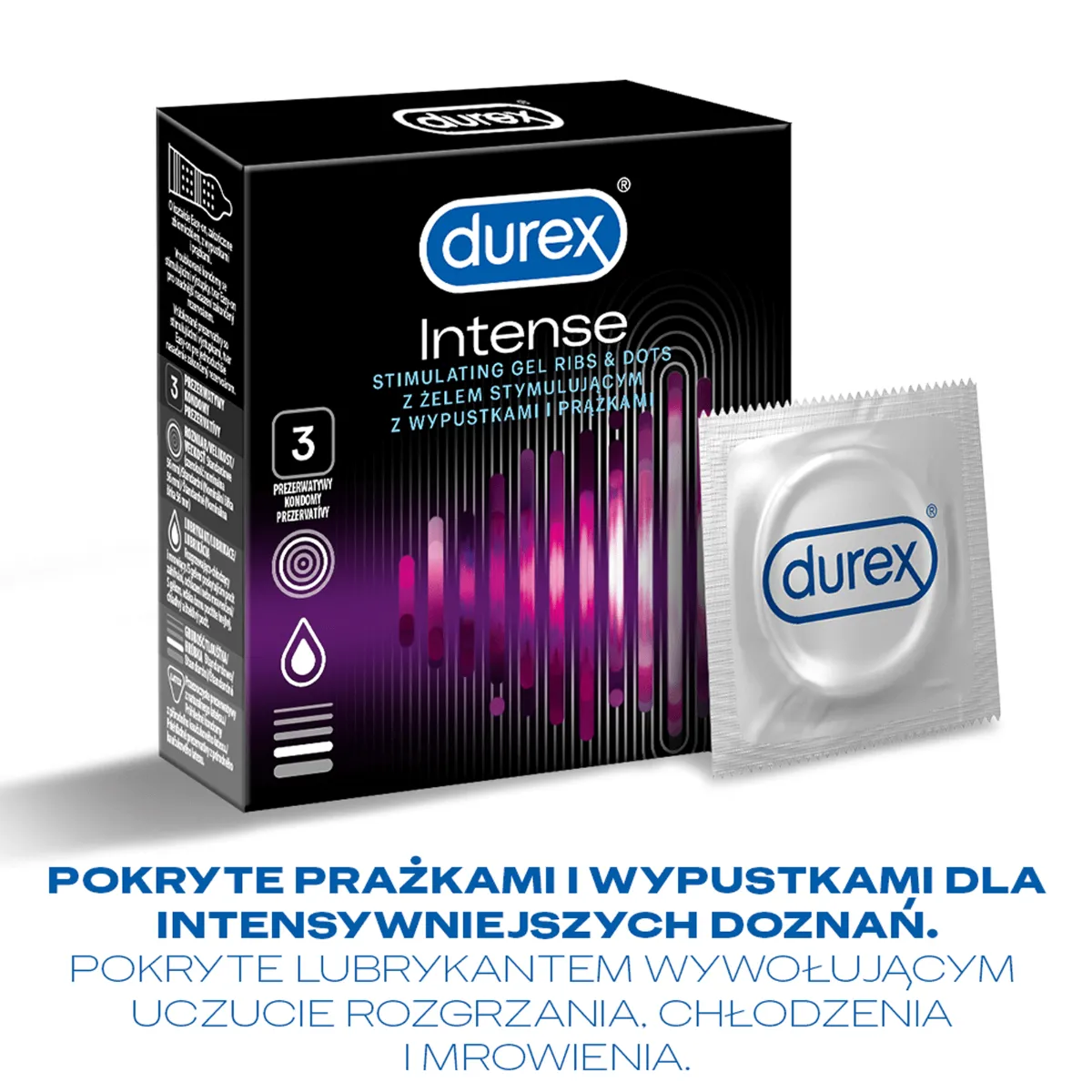 Durex Intense, prezerwatywy, 3 szt. 