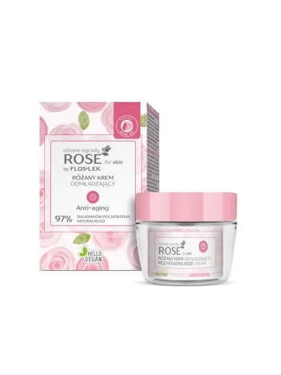 Floslek Rose For Skin różane ogrody, różany krem odmładzający na dzień, eco zestaw, 50 ml