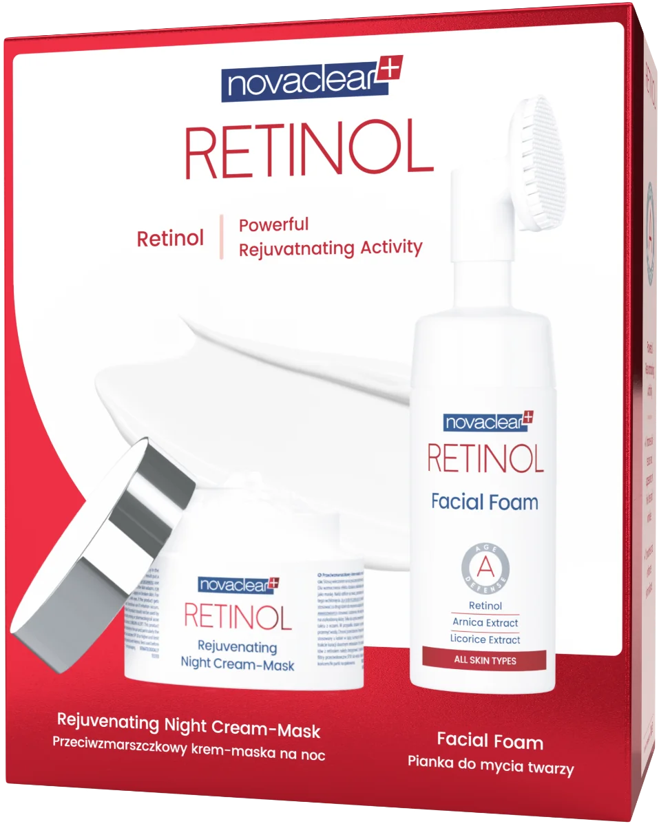 Novaclear Retinol Zestaw krem-maska na noc 50 ml + pianka do mycia twarzy 100 ml