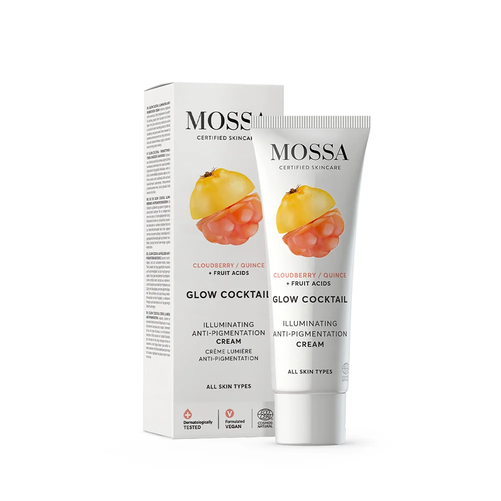 Mossa Glow Coctail rozświetlający krem na dzień przeciw przebarwieniom z pigwą i maliną moroszką, 50 ml