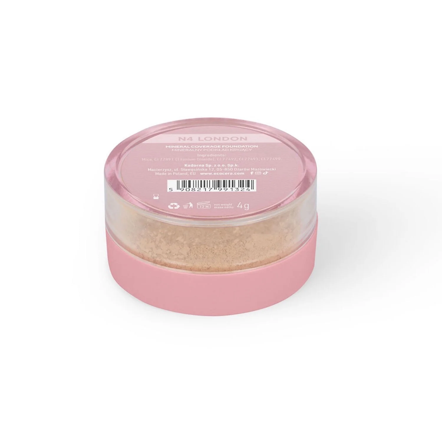 Ecocera Mineral sypki podkład mineralny kryjący, N4 – London neutralny, 4 g