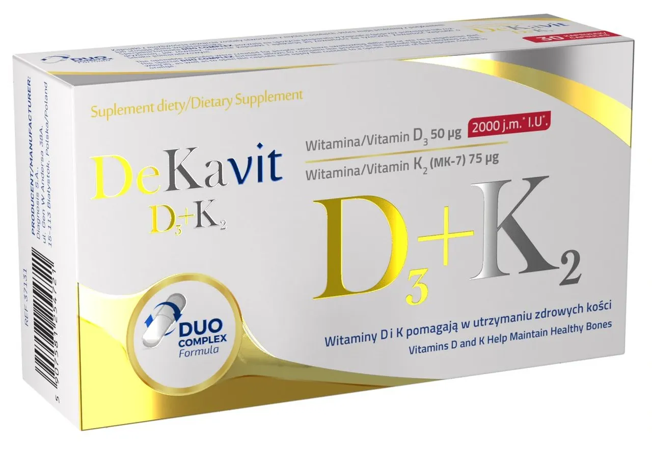 Dekavit D3+K2, suplement diety, 30 kapsułek