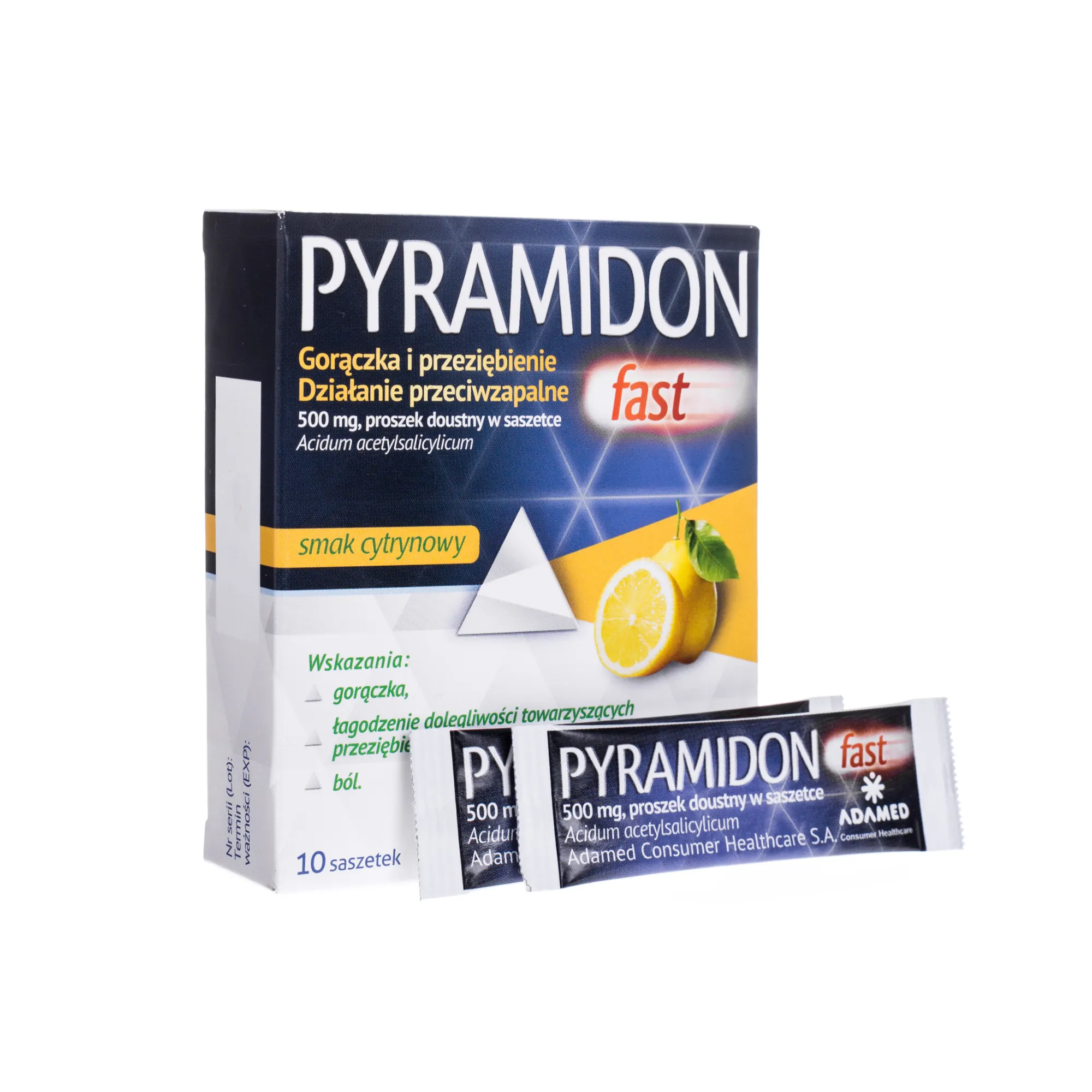 Pyramidon Fast, 0.5 g, lek przeciwgorączkowy, 10 saszetek