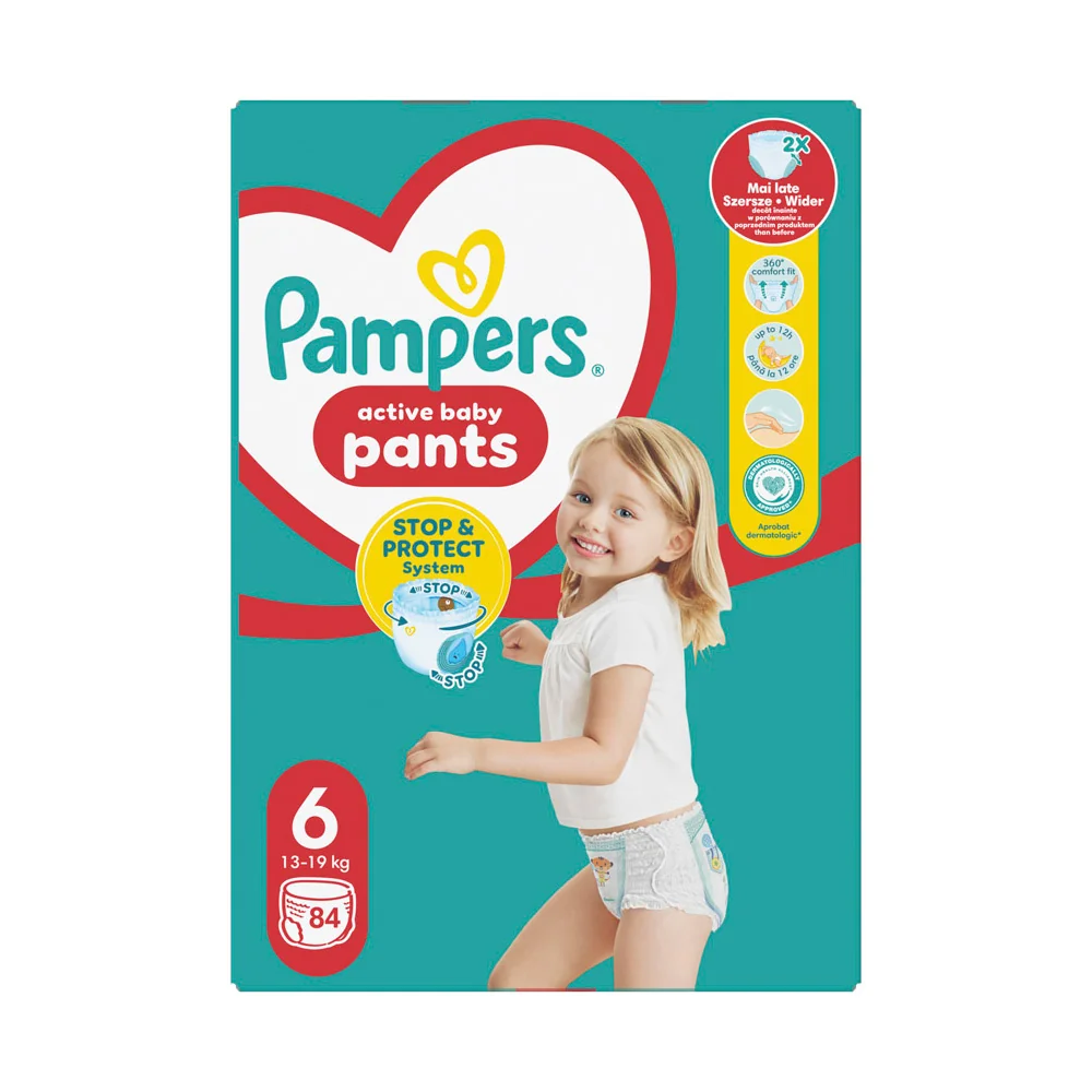 Pampers Active Baby Pants 6 pieluchomajtki, rozmiar 6, 13-19 kg, 84 sztuki