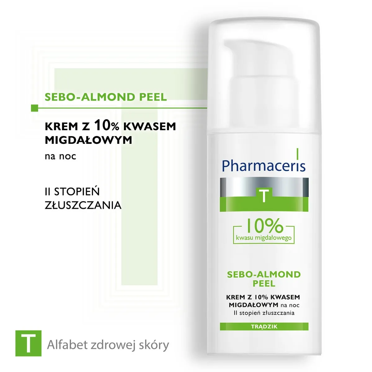 Pharmaceris T Sebo-Almond Peel, krem z 10% kwasem migdałowym na noc, II stopień złuszczenia, 50 ml 