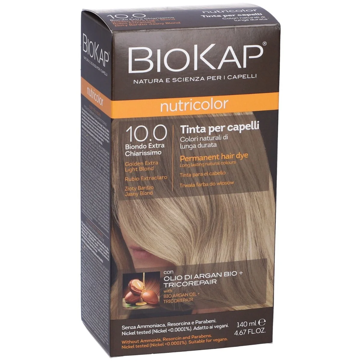 Biokap Nutricolor farba do włosów 10.0 złoty bardzo jasny blond, 1 szt.