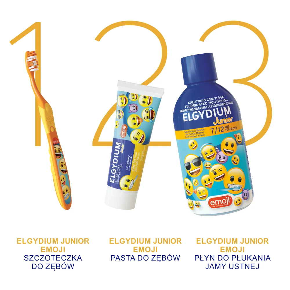 Elgydium Junior Emoji szczoteczka do zębów dla dzieci 7-12 lat, 1 szt.