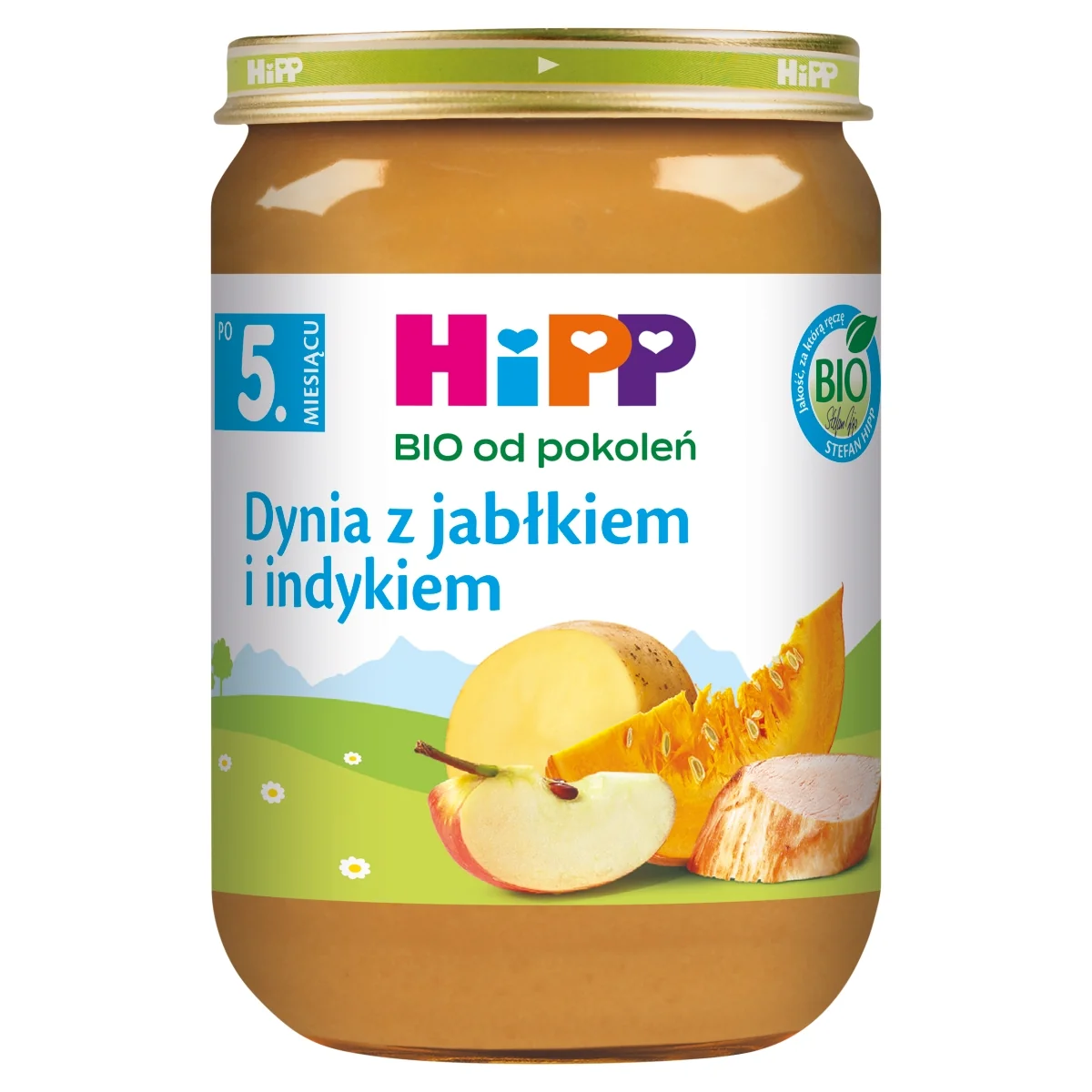 HiPP BIO od pokoleń obiadek dynia z jabłkiem i indykiem po 5. miesiącu, 190 g