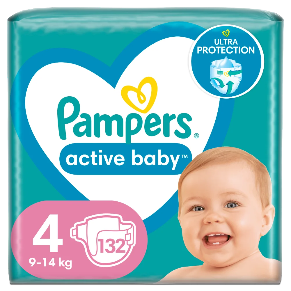 Pampers Active Baby Mega Pack pieluchy, rozmiar 4, 132 szt.