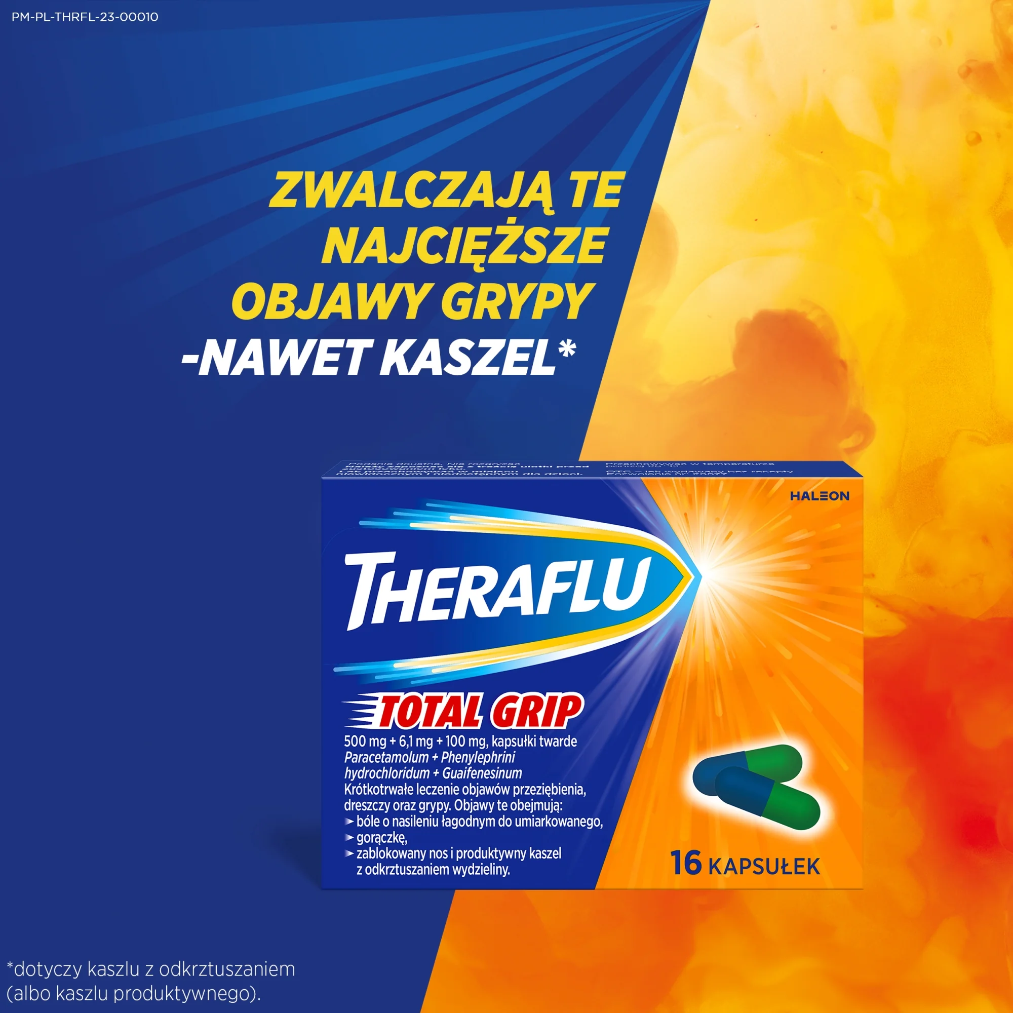 Theraflu Total Grip 500 mg + 6,1 mg + 100 mg 16 kapsułek