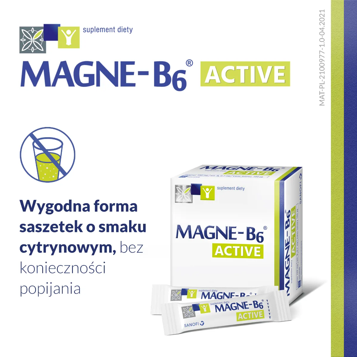Magne B6 Active, suplement diety, 20 saszetek 