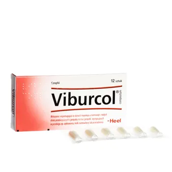 Viburcol - lek działający wspomagająco w stanach niepokoju u niemowląt i małych dzieci, 12 czopków. 