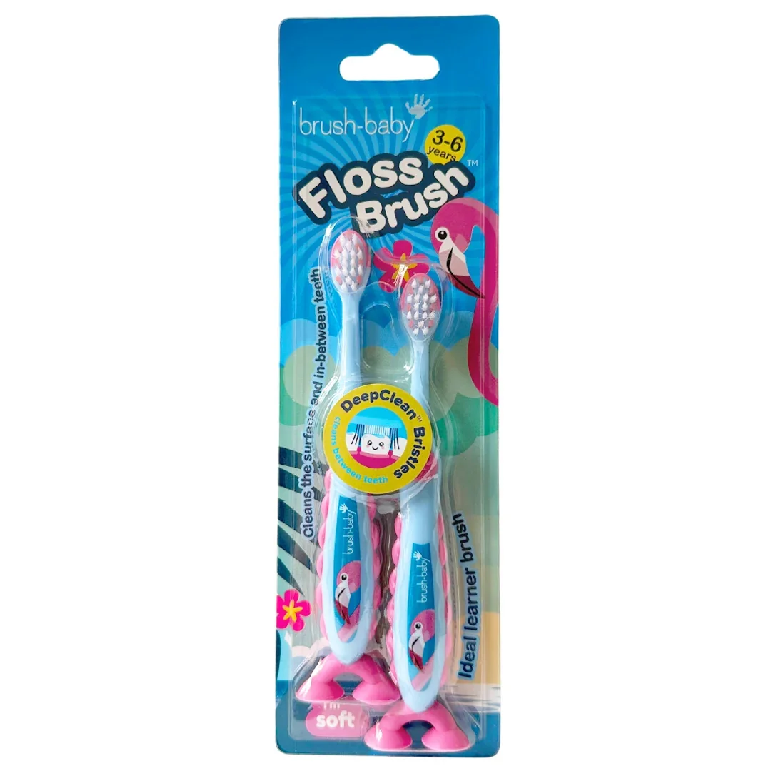 Brush-Baby FlossBrush miękka szczoteczka do zębów dla dzieci 3-6 lat, 2 sztuki