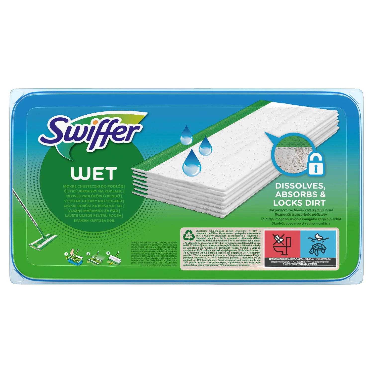 Swiffer Citrus Fresh Ściereczki mokre do podłóg, wkłady wymienne, 20 sztuk