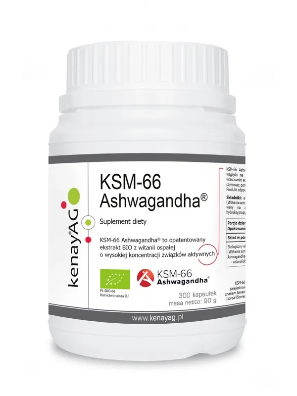 KenayAG, Ashwagandha KSM-66 BIO, suplement diety, 300 kapsułek