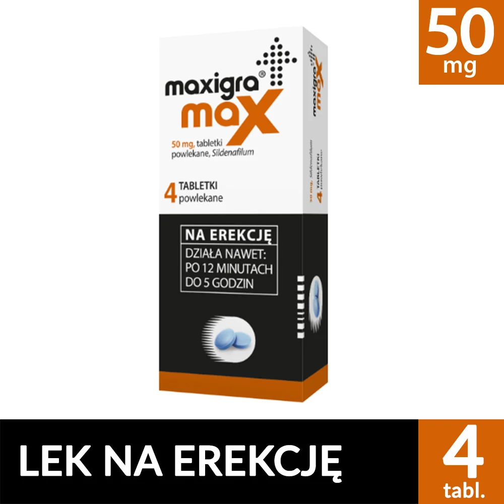 Maxigra Max 50 mg, 4 tabletki powlekane
