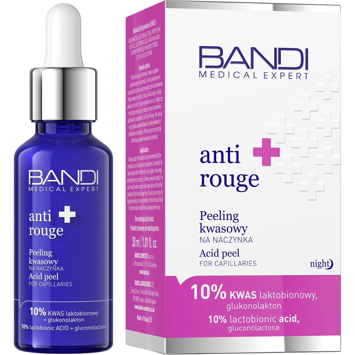 Bandi Medical Expert Anti-Rouge Peeling Kwasowy Na Naczynka 10% Kwas Laktobionowy, Glukonolakton,30 ml