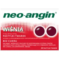 Neo-angin wiśnia, 1,2 mg + 0,6 mg + 5,9 mg, 24 pastylki twarde