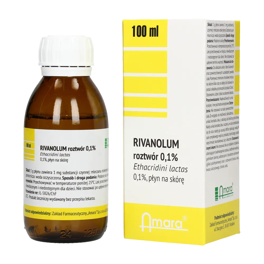 Rivanolum 0,1 % Amara,  1 mg/g, płyn na skórę, 250 ml