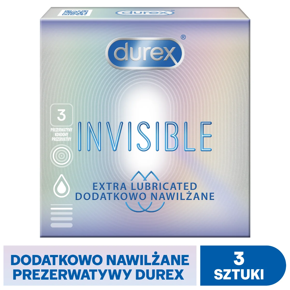 Durex Invisible prezerwatywy dodatkowo nawilżane, 3 szt.