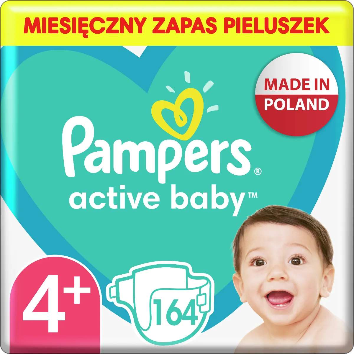 Pampers Active Baby 4+ (10kg-15kg), pieluchy, 164 sztuk