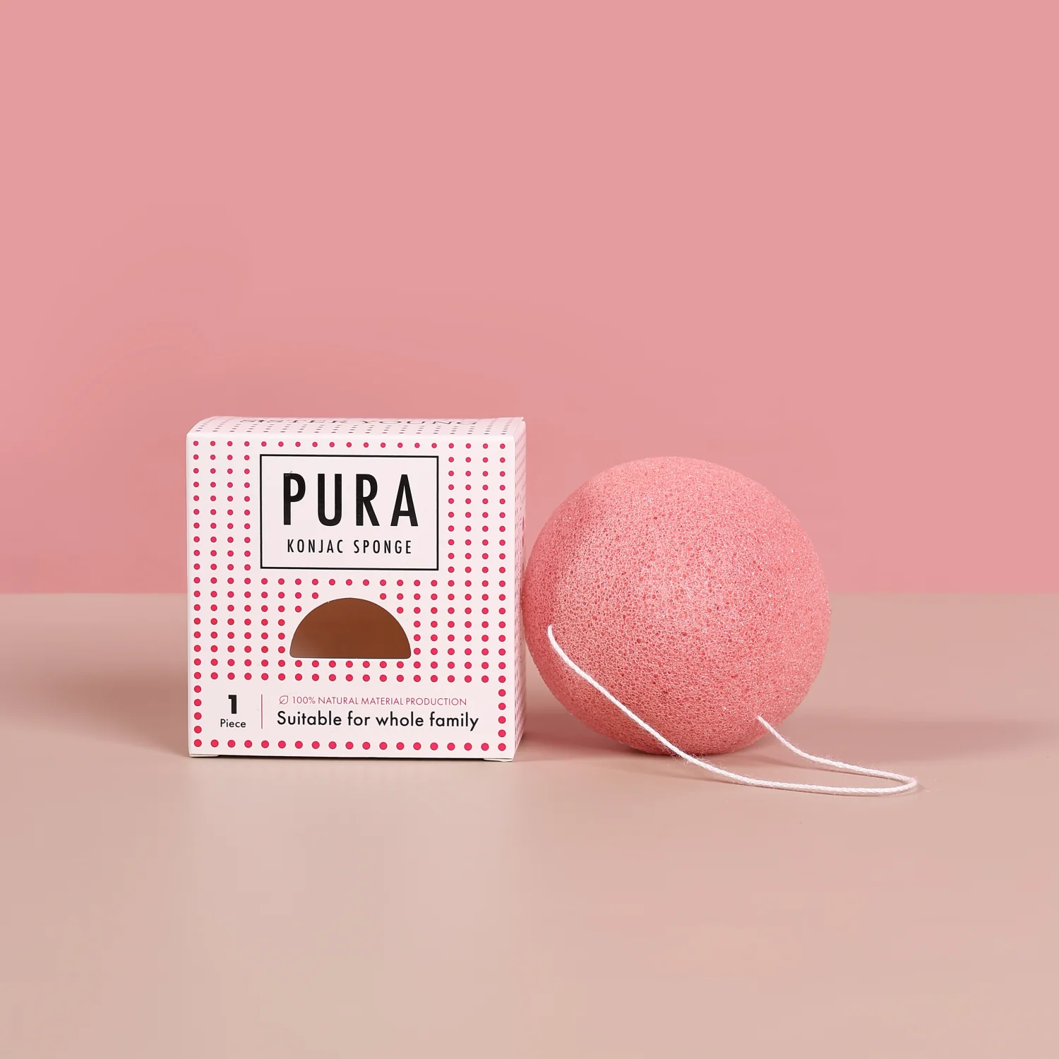 Sister Young Pura pink, naturalna gąbka konjac do twarzy, 1 sztuka