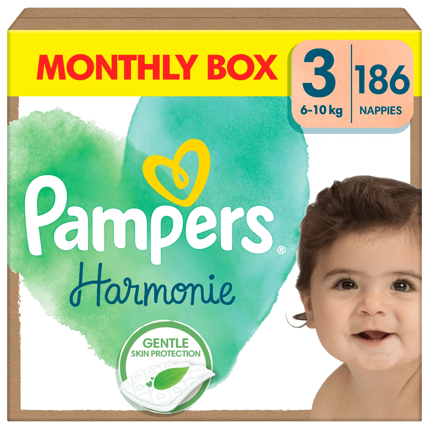 Pampers Harmonie Baby Pieluszki, rozmiar 3 (6kg-10kg), 186 sztuk