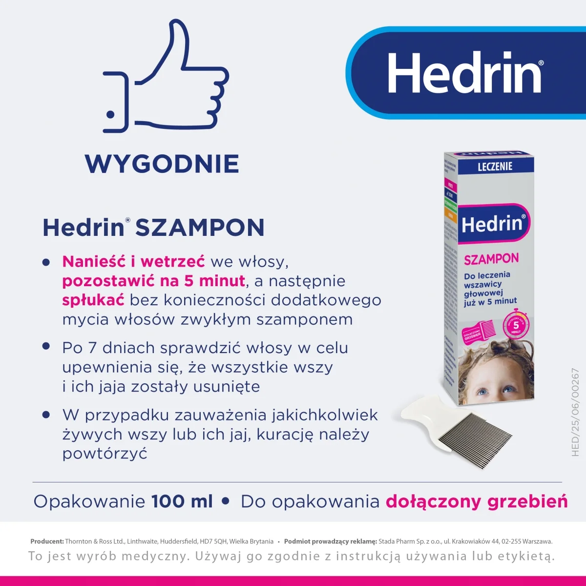 Hedrin szampon, przeciw wszawicy, 100 ml