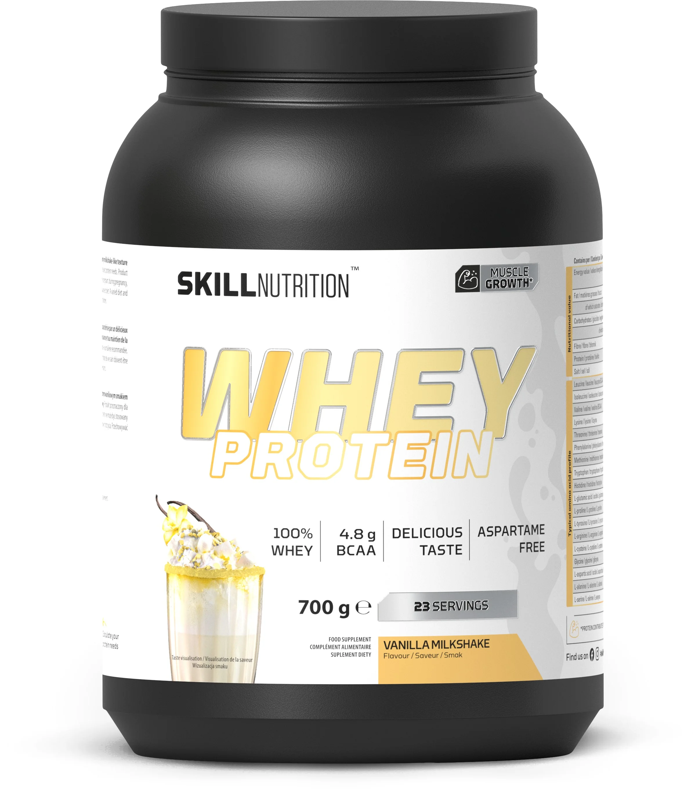 Skill Whey Protein vanilla milkshake, proszek, 700 g
