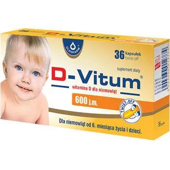 D-Vitum witamina D3, suplement diety,  600 j.m., 36 kapsułek twist off 