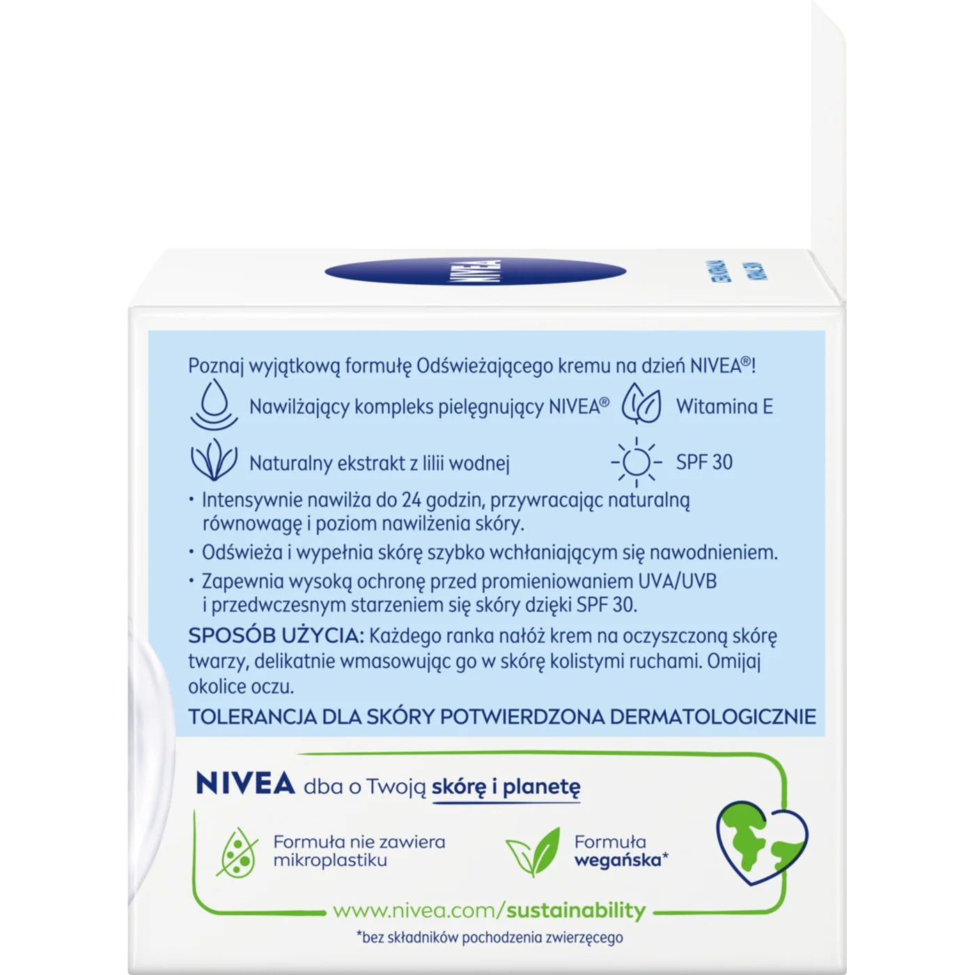 Nivea 24H Nawilżenia odświeżający krem na dzień SPF 30 cera normalna i mieszana, 50 ml