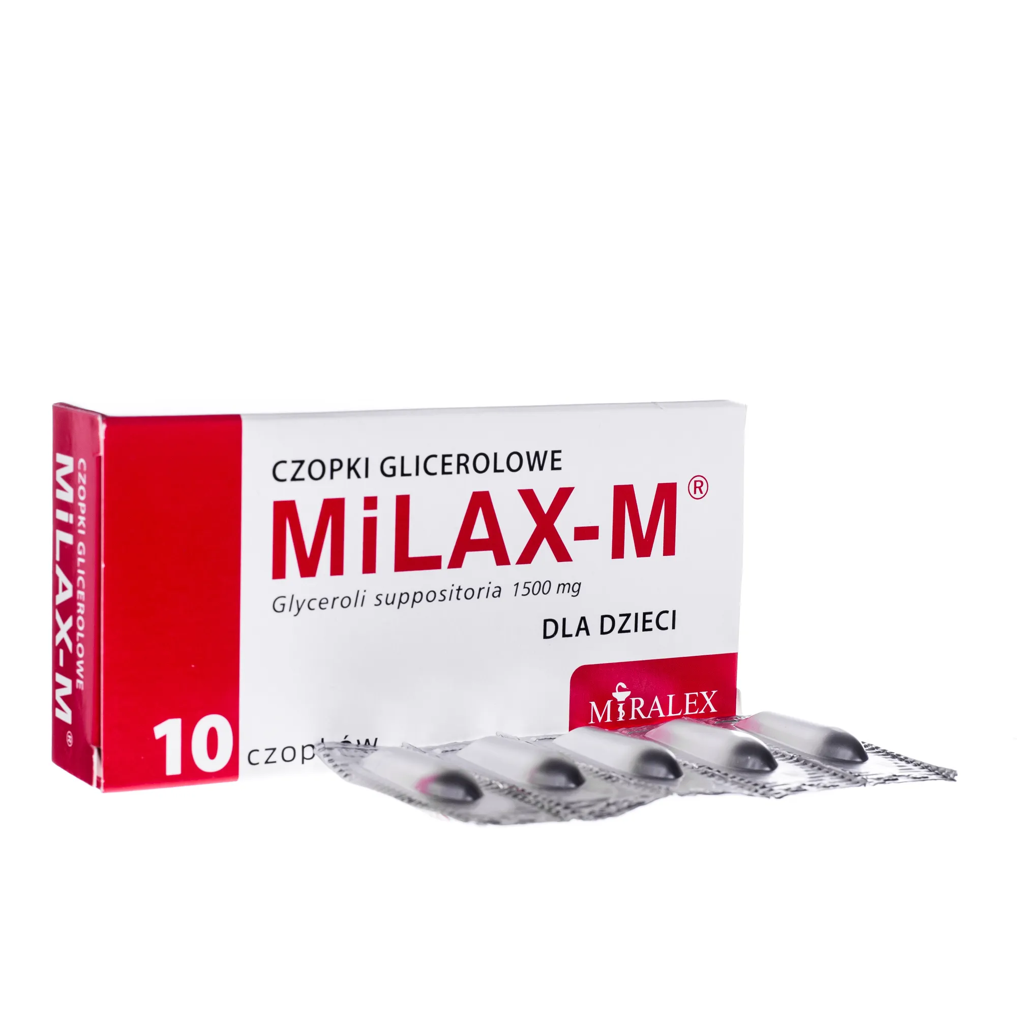 MiLAX-M, czopki glicerolowe dla dzieci, 1,5 g, 10 czopków