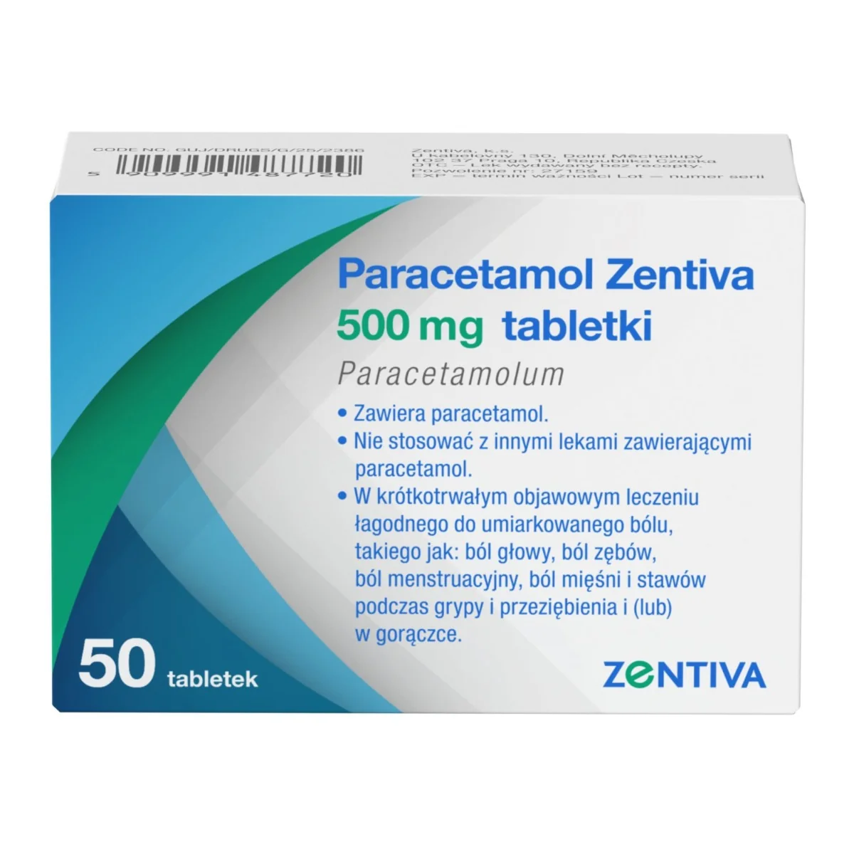 Paracetamol Zentiva 500 mg 50 tabletek